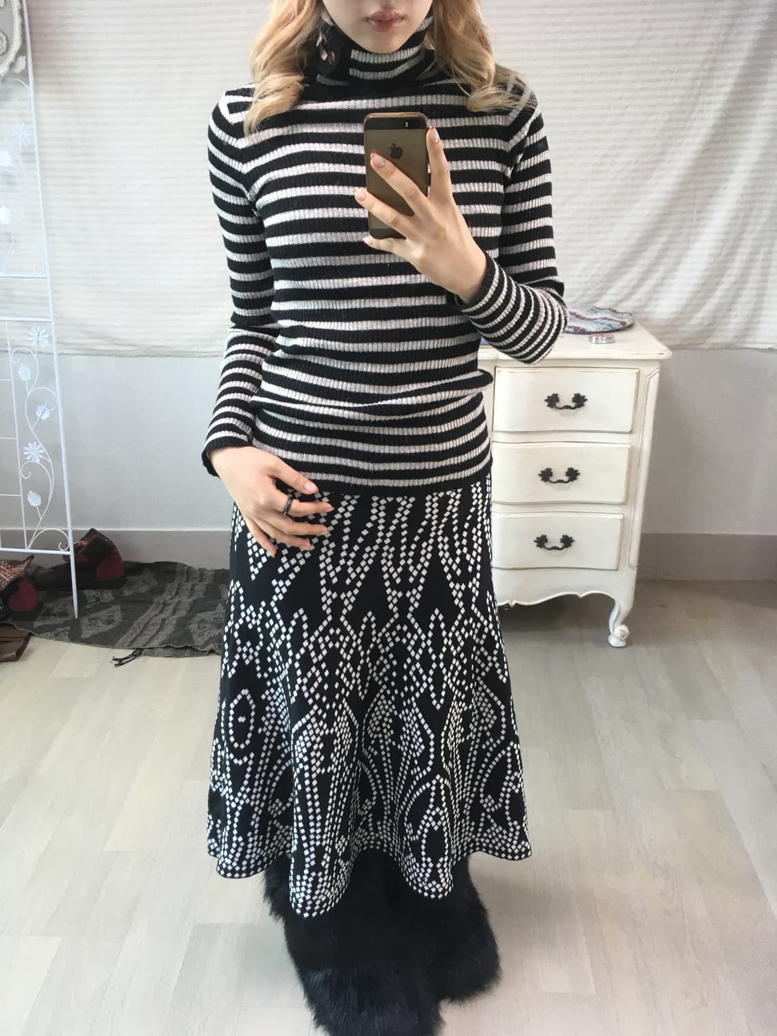 jpn vintage black stripe button pullover 상품이미지5