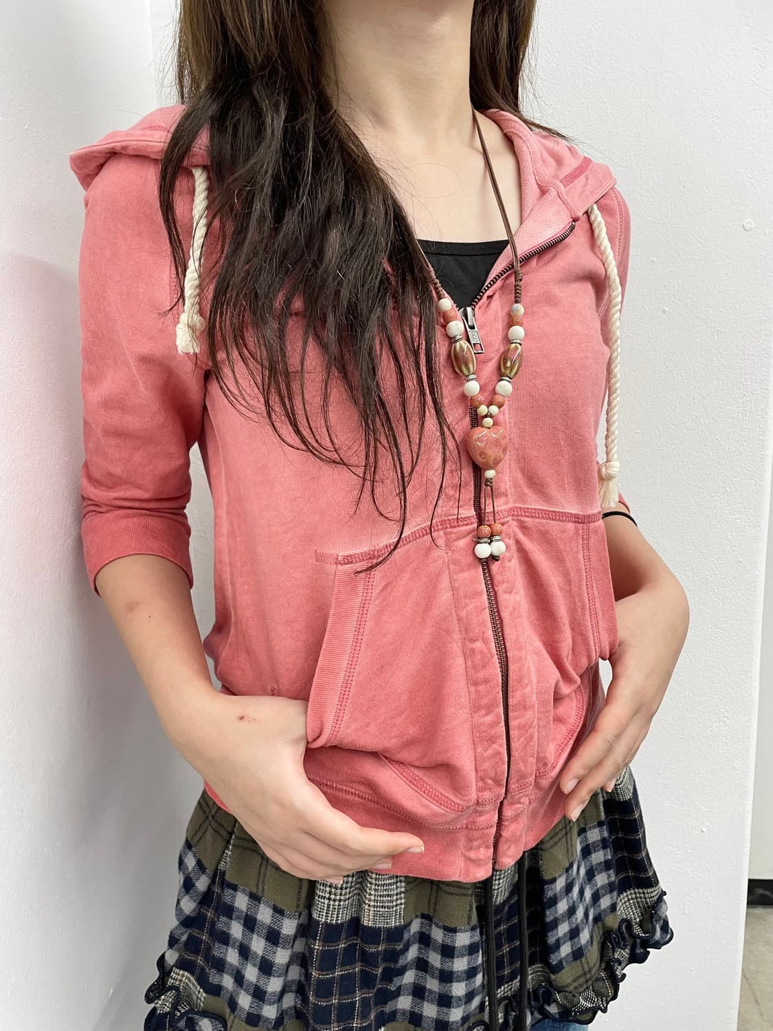 핑크 워싱 후드집업 상품이미지1