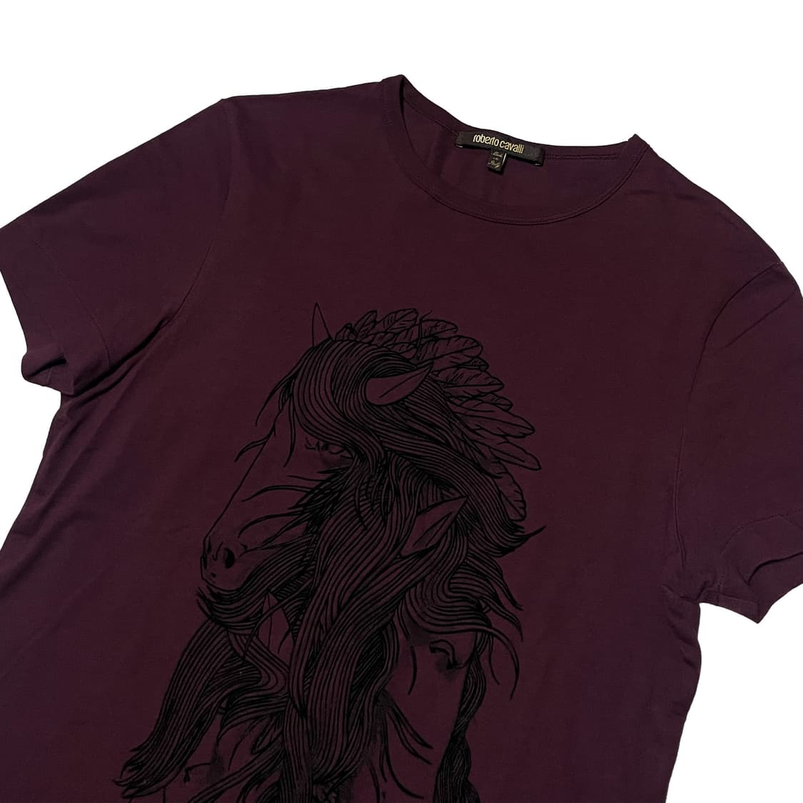 로베르토 카발리 홀스 반팔 티셔츠 버건디 상품이미지3