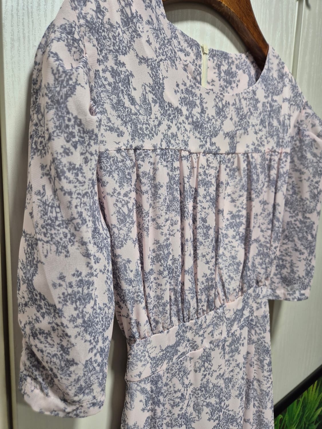 (세일)(새상품)핑크 플라워 패턴 롱 원피스 상품이미지4