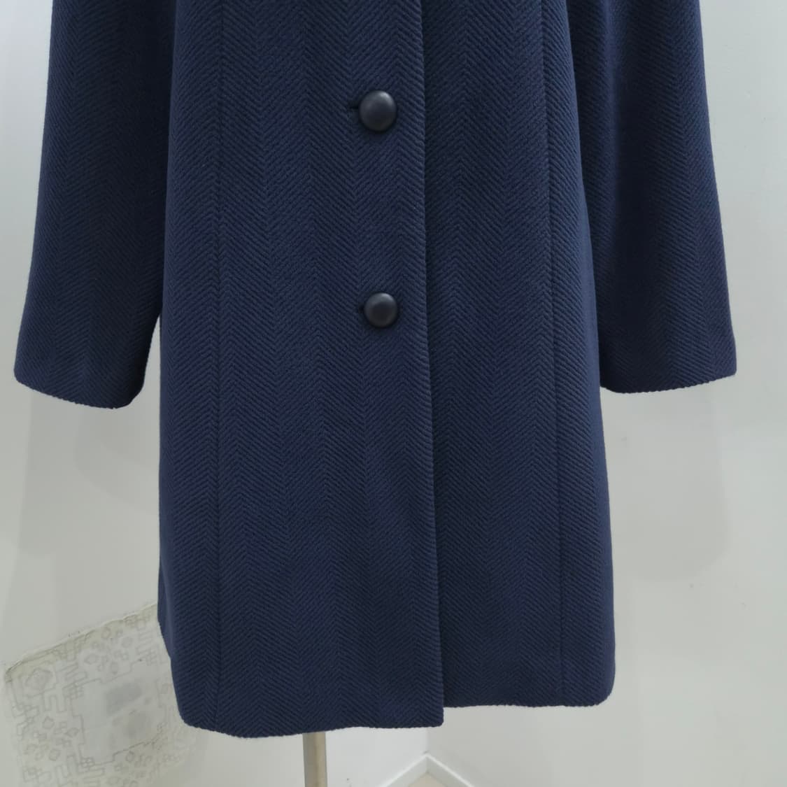 울100 헤링본 네이비 클래식 코트 상품이미지6
