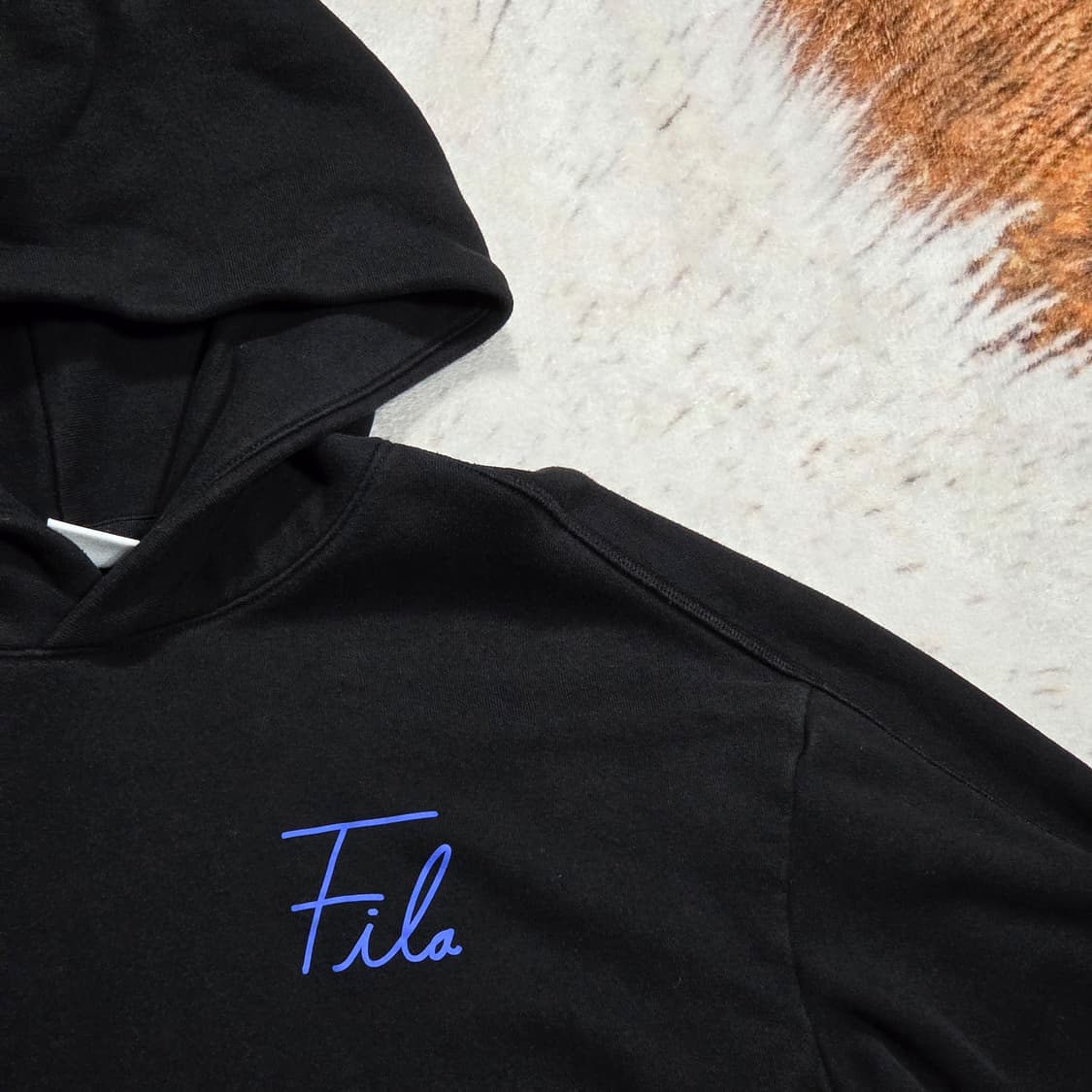 필라 블루 프린팅 블랙 후드티 상품이미지2