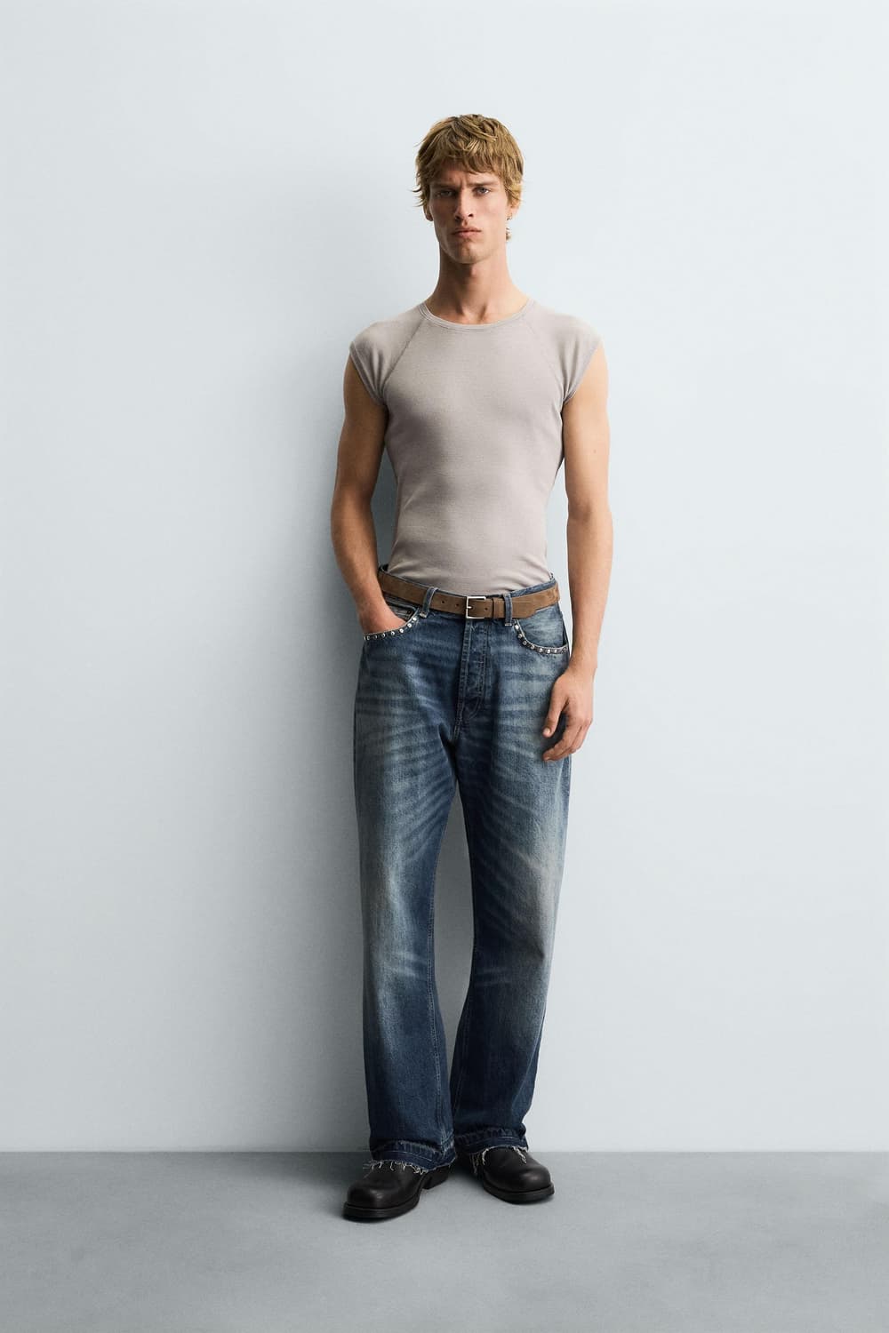 자라 스터드 장식 루즈핏 진 새상품 상품이미지3