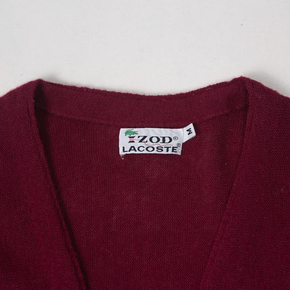 70s IZOD 라코스테 아크릴 가디건 버건디 상품이미지3