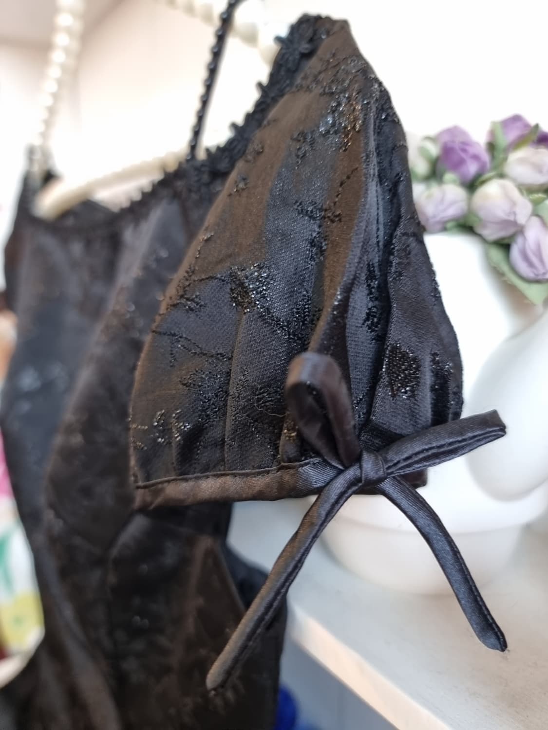 블랙 자가드 리본 원피스 상품이미지5