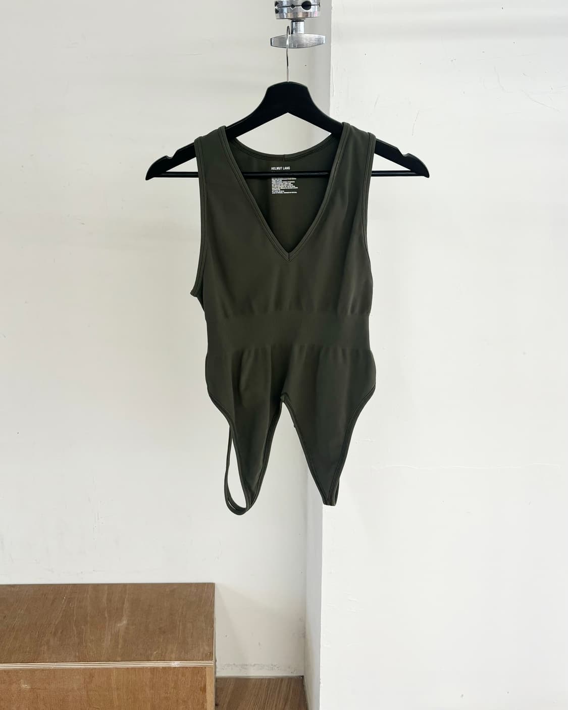 헬무트랭 카키 나일론 스판덱스 혼방 바디슈트 상품이미지1