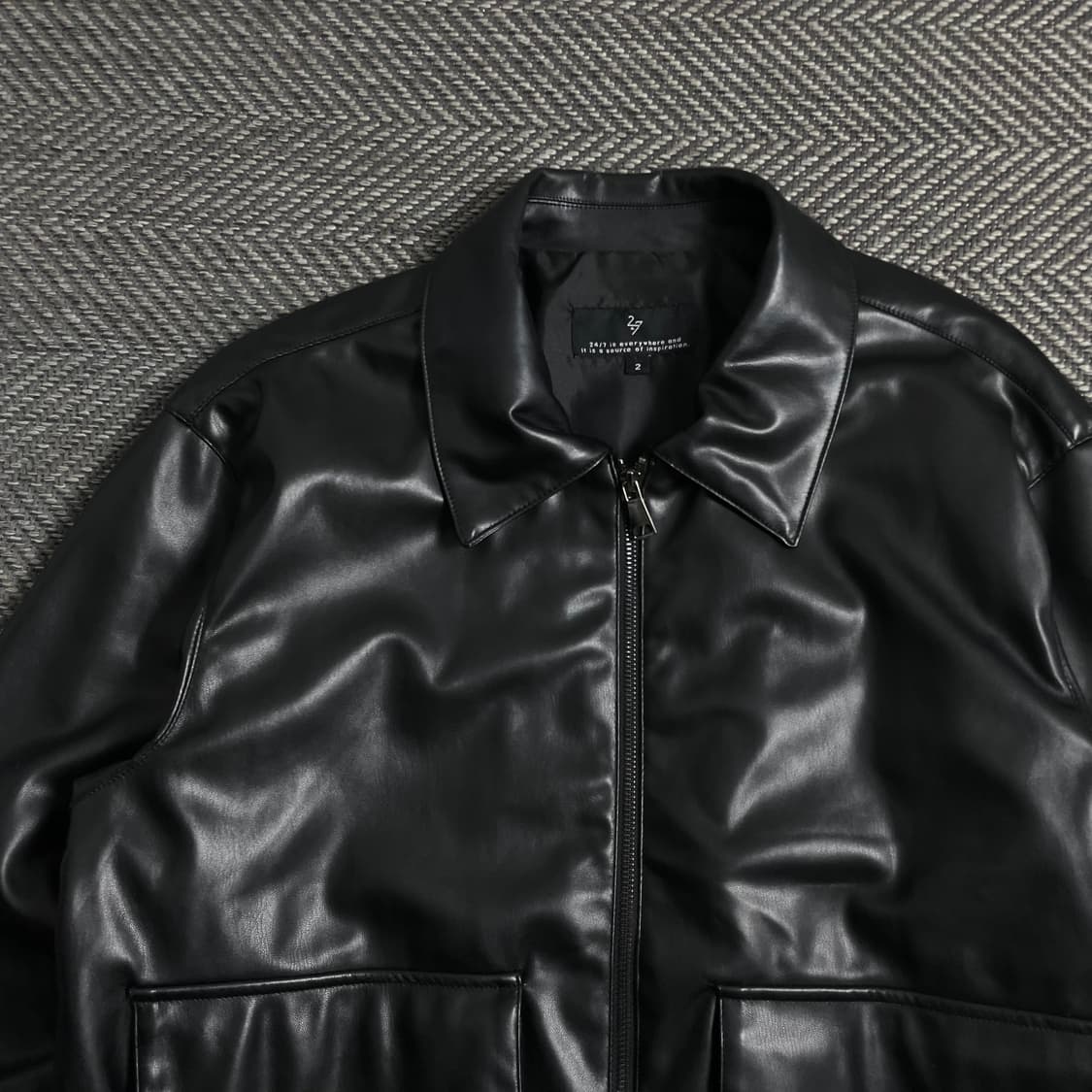 24/7 빈티지 미니멀 레더 블루종 자켓 y 4342 상품이미지5