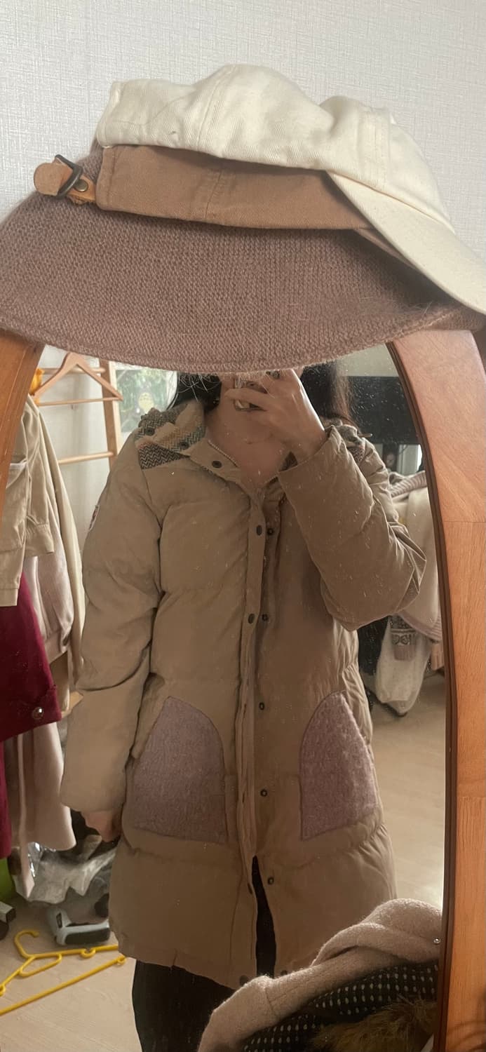 모리걸 빈티지 티티카카 구스다운 배색 후드 롱패딩 상품이미지5