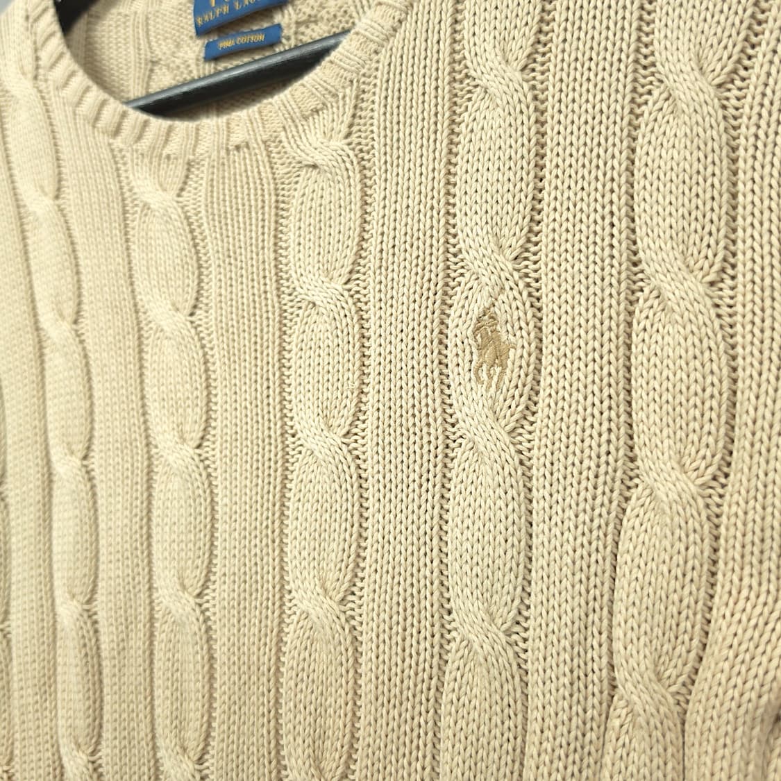 [S] 폴로 오트베이지 피마코튼 케이블 니트 상품이미지4