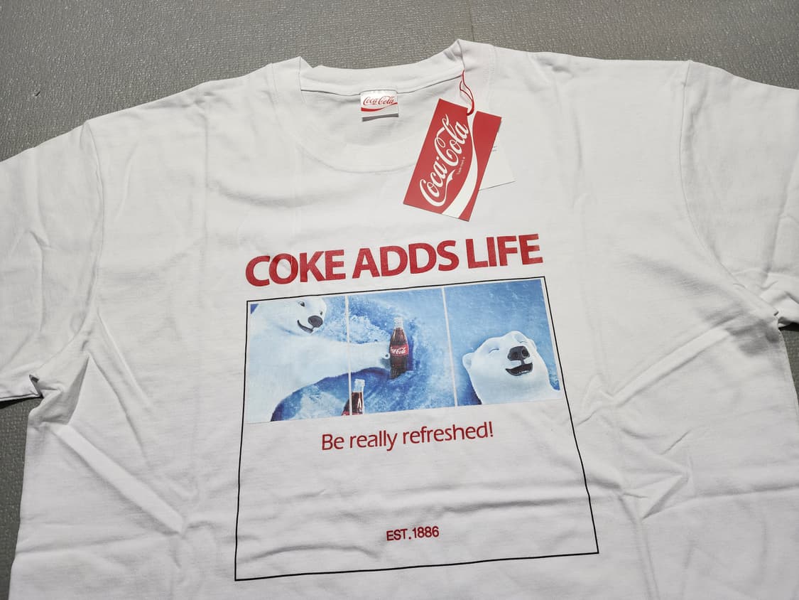 미사용 코카콜라 폴라베어 프린팅 오버핏 반팔티셔츠 상품이미지2