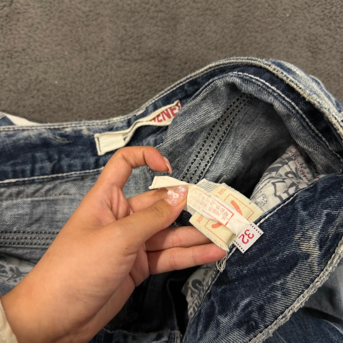 [정품/32] 에비수 락시크 펑크 워싱 데님 청바지 상품이미지4