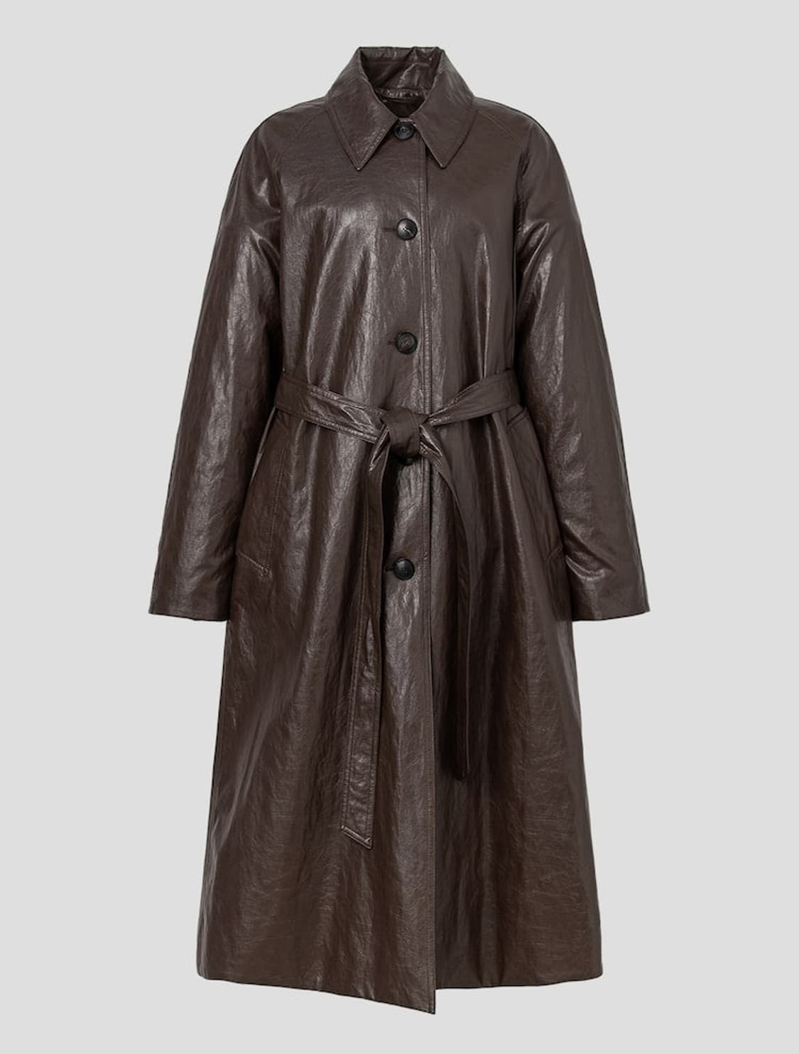 Women Vegan Leather Trench Coat 상품이미지3
