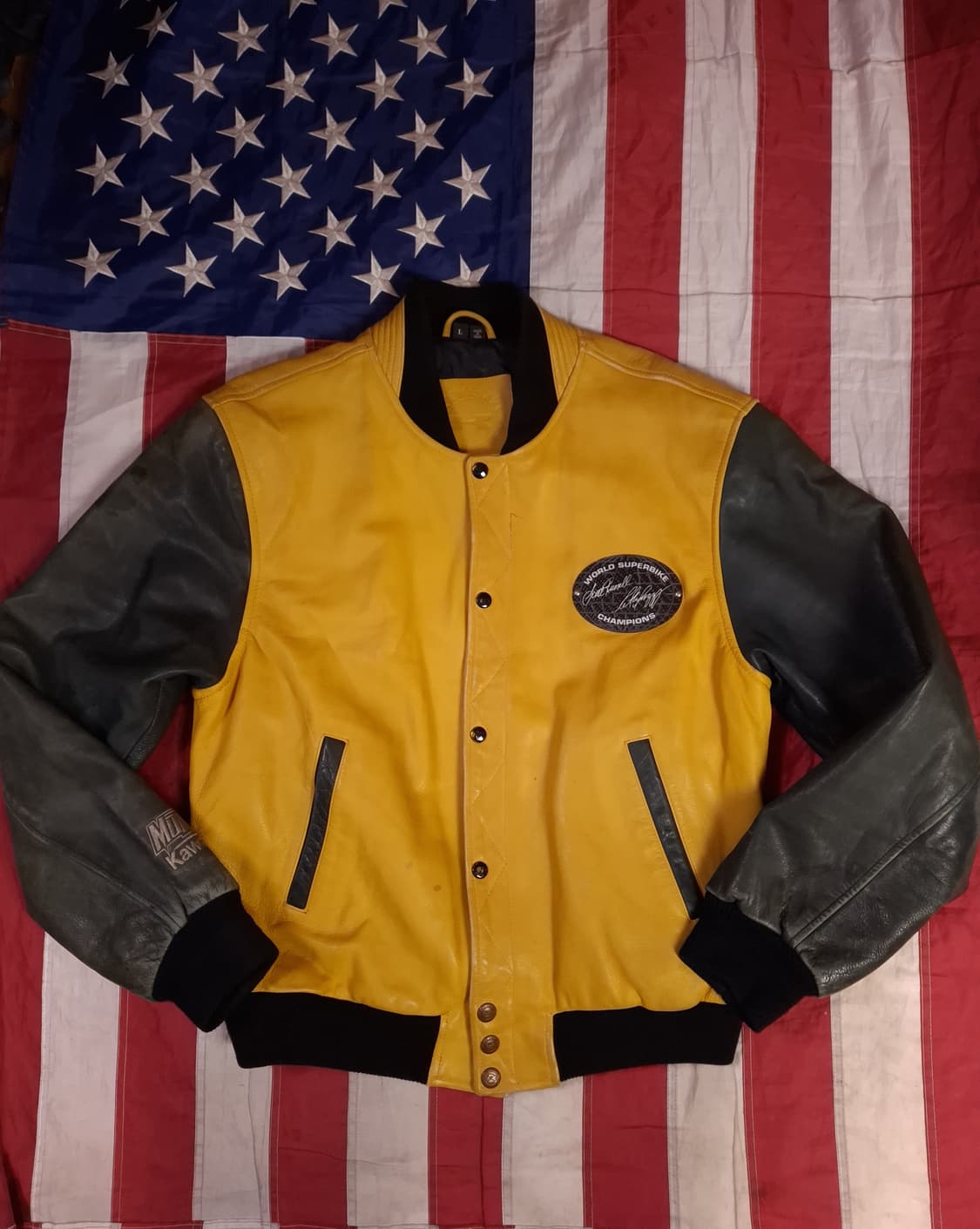 오리지날 90's 가와사키 리얼레더 레이싱바시티자켓 상품이미지4