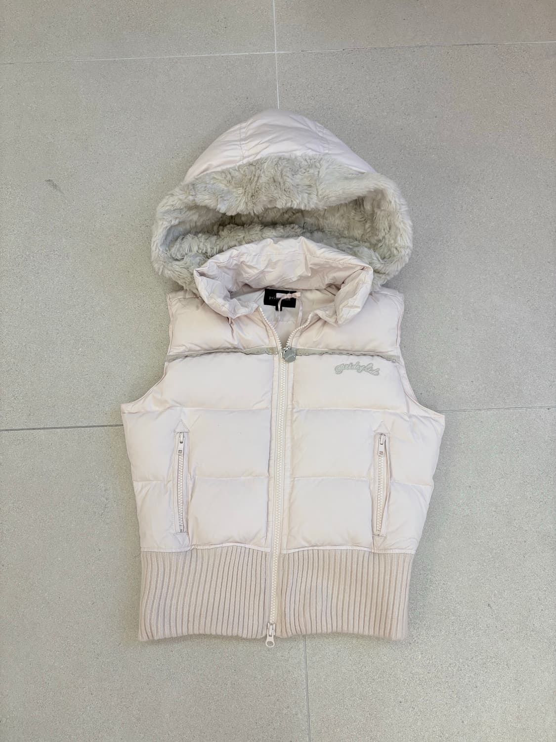 연핑크 퍼 조끼패딩 상품이미지1