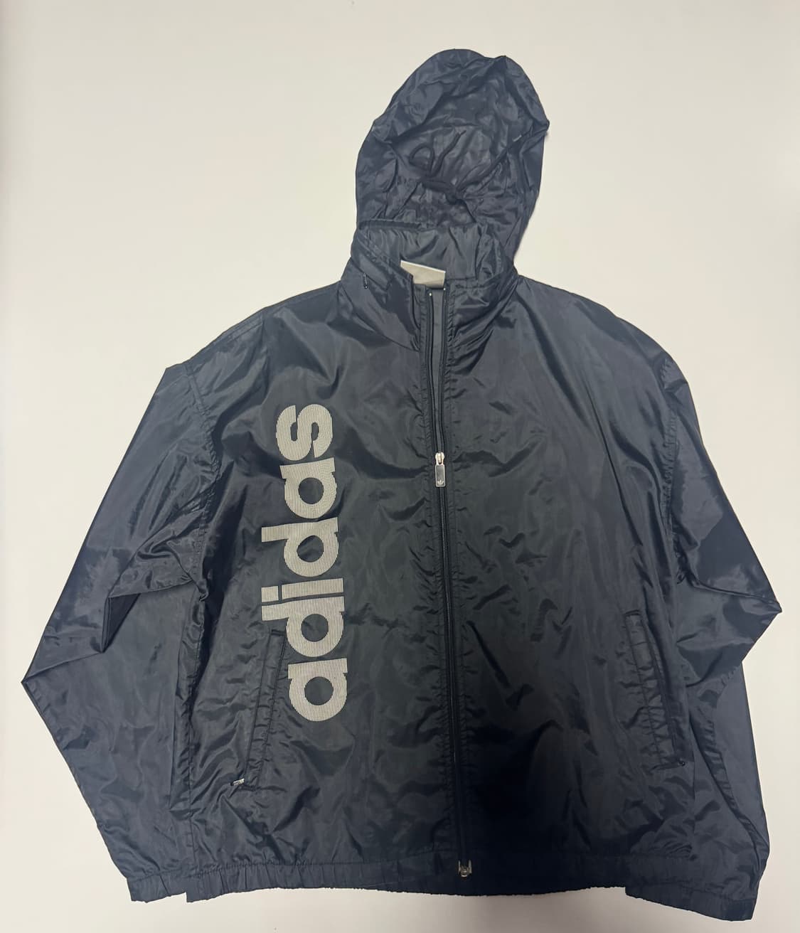 아디다스 커스텀 리메이크 빅 로고 후드 바람막이 L ~ XL 블랙 상품이미지1