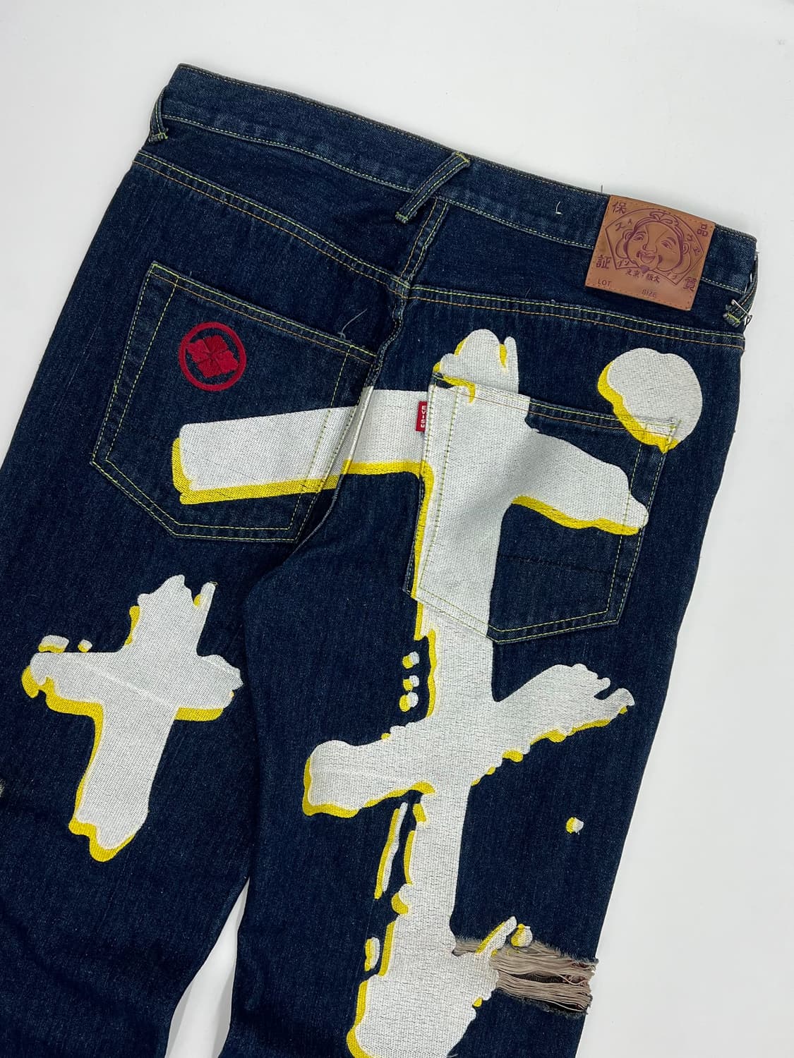 에비수 백 자수 디테일 데님 팬츠 상품이미지2