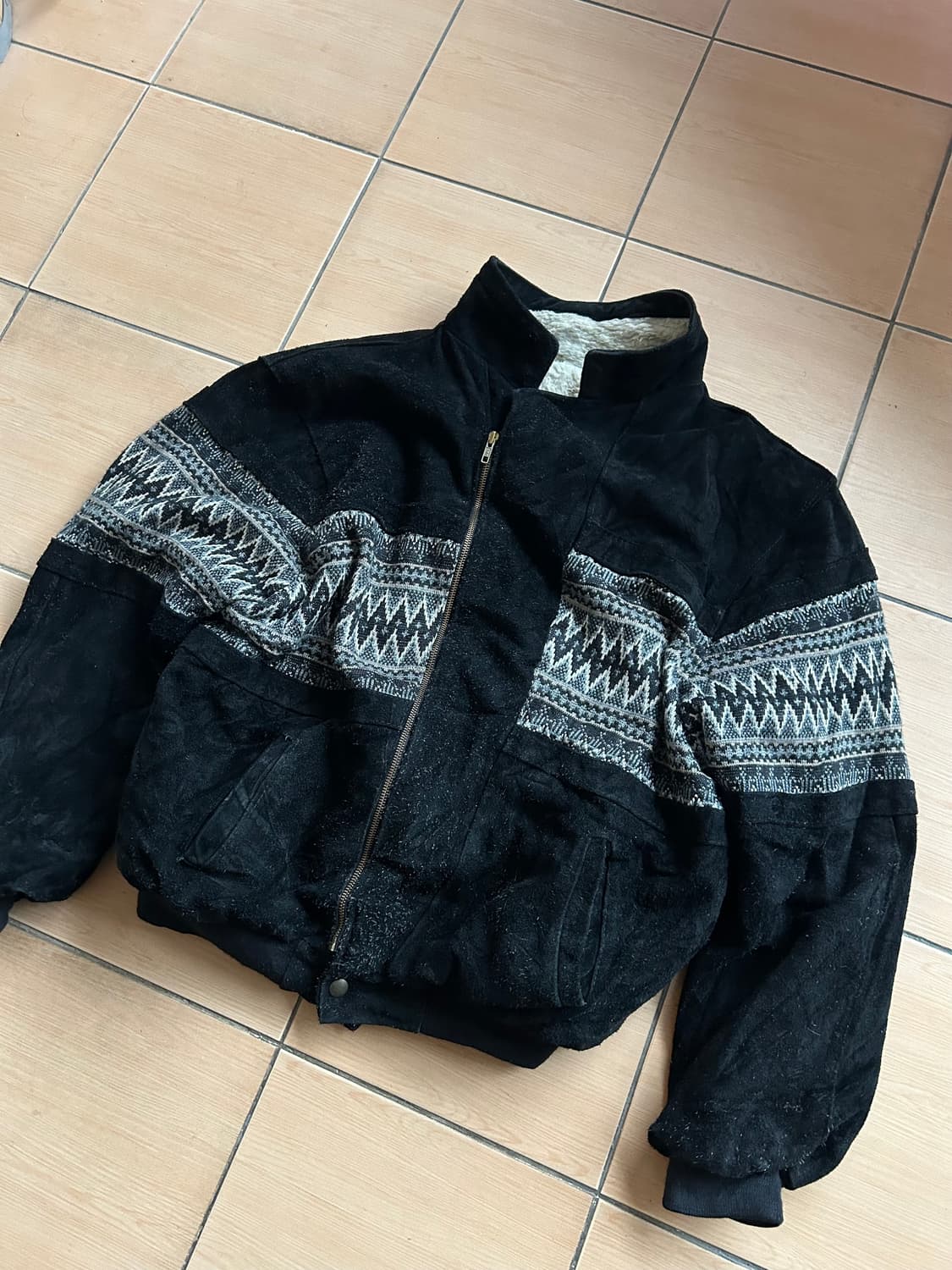 빈티지 소가죽 스웨이드 블루종자켓 상품이미지1