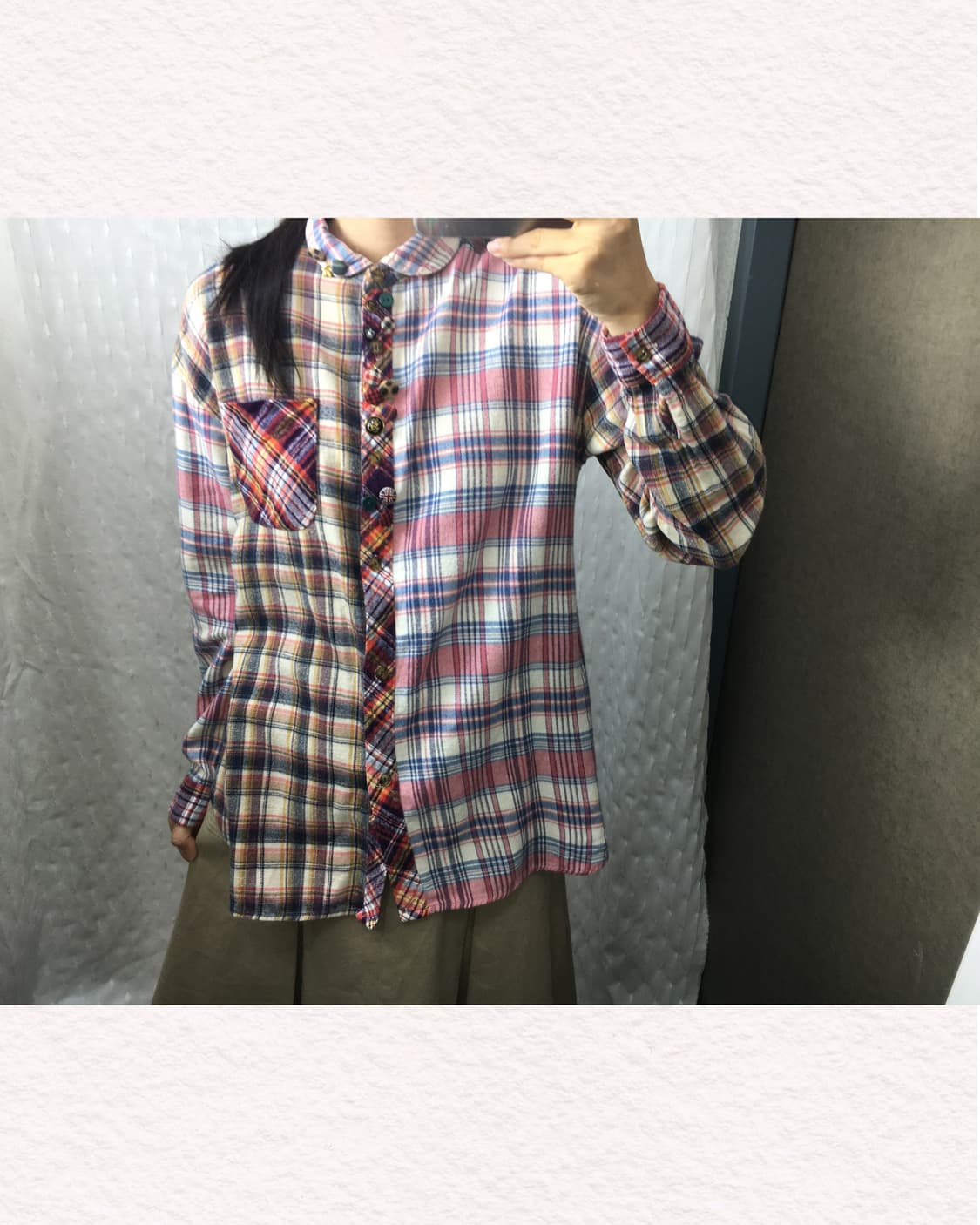 파스텔 체크 단추 셔츠 상품이미지2