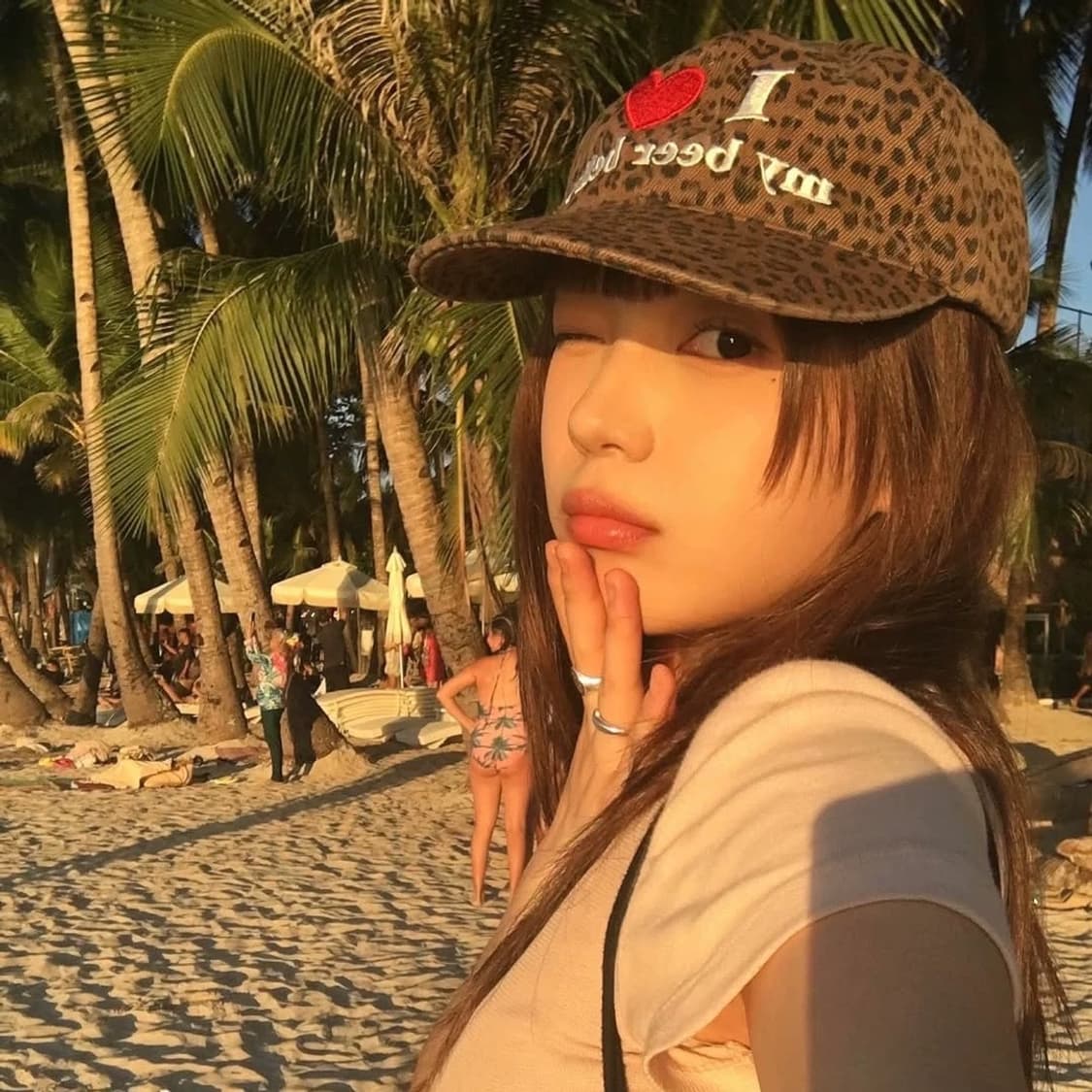 레오파드 레터링 자수 일차챙 볼캡 상품이미지6