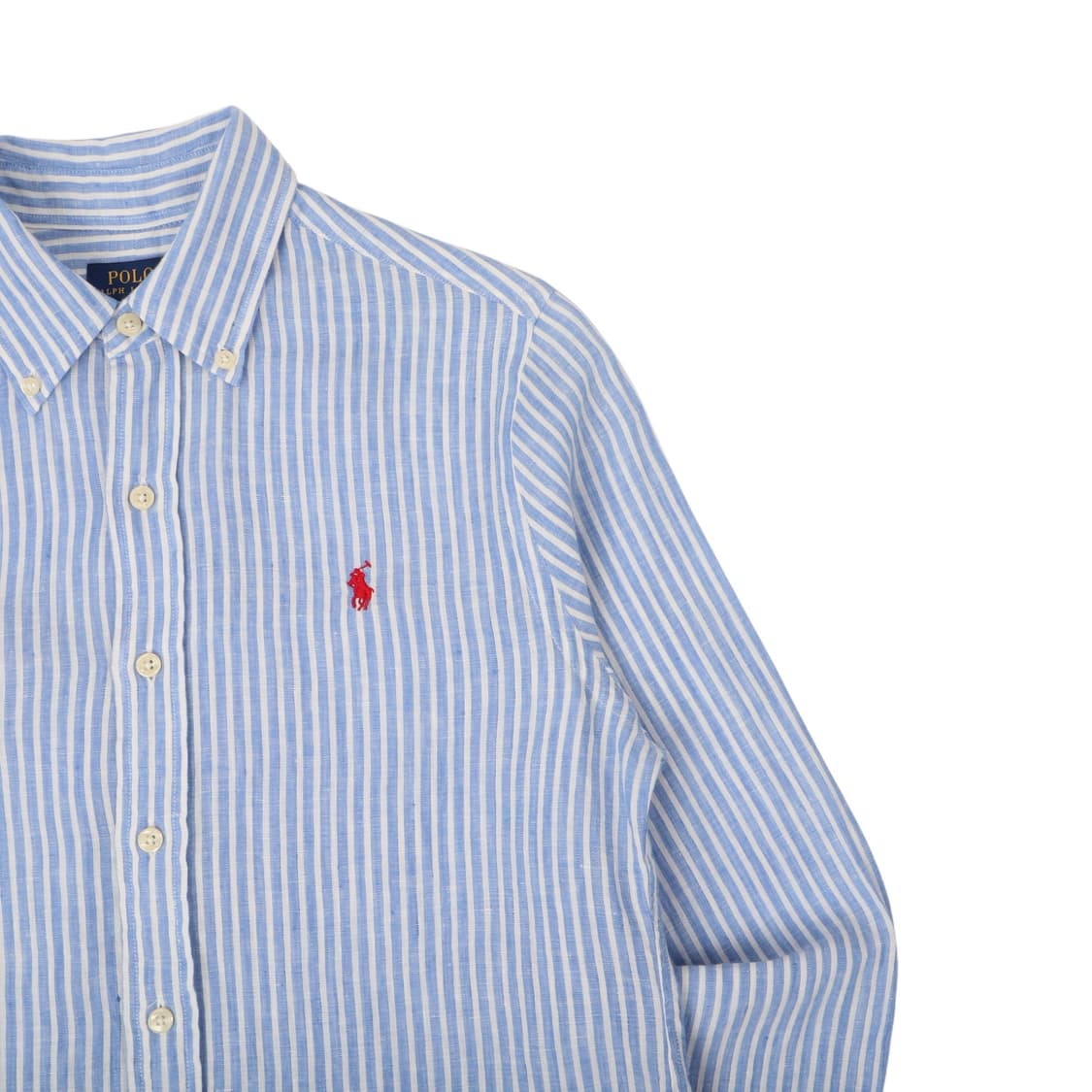 폴로 랄프로렌 qr 린넨 라이트 블루 스트라이프 셔츠 상품이미지3