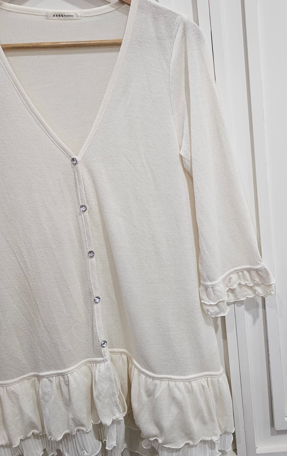 엑시즈팜(Axes Femme) 프릴 레이어드 롱 가디건 상품이미지3