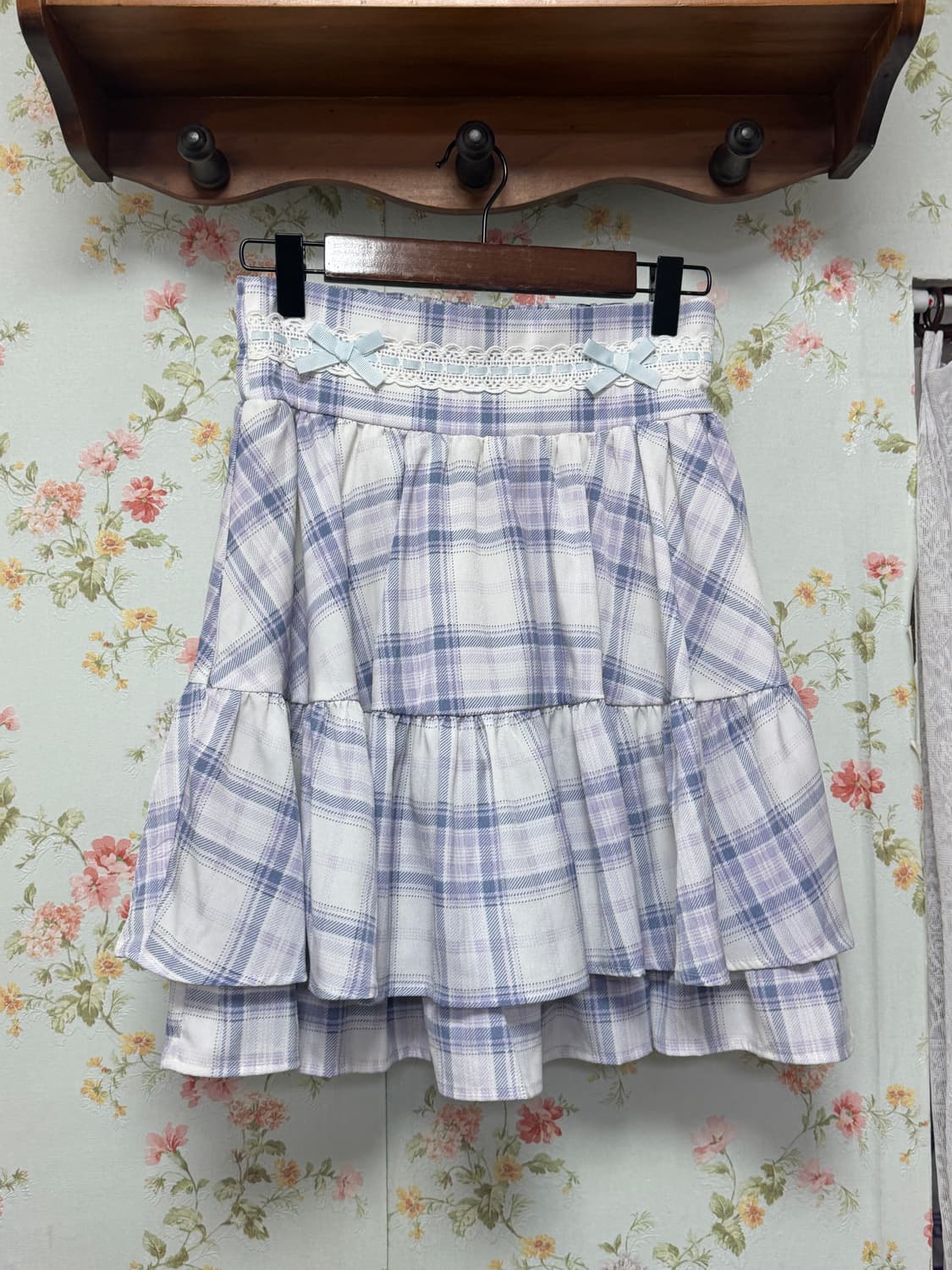 체크 리본 캉캉 스커트 상품이미지1