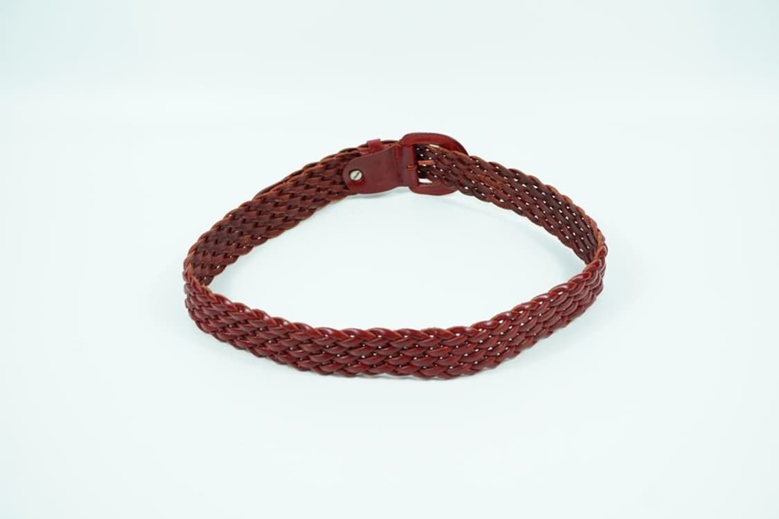 딥 와인 리얼 레더 위빙 꼬임 벨트 상품이미지2