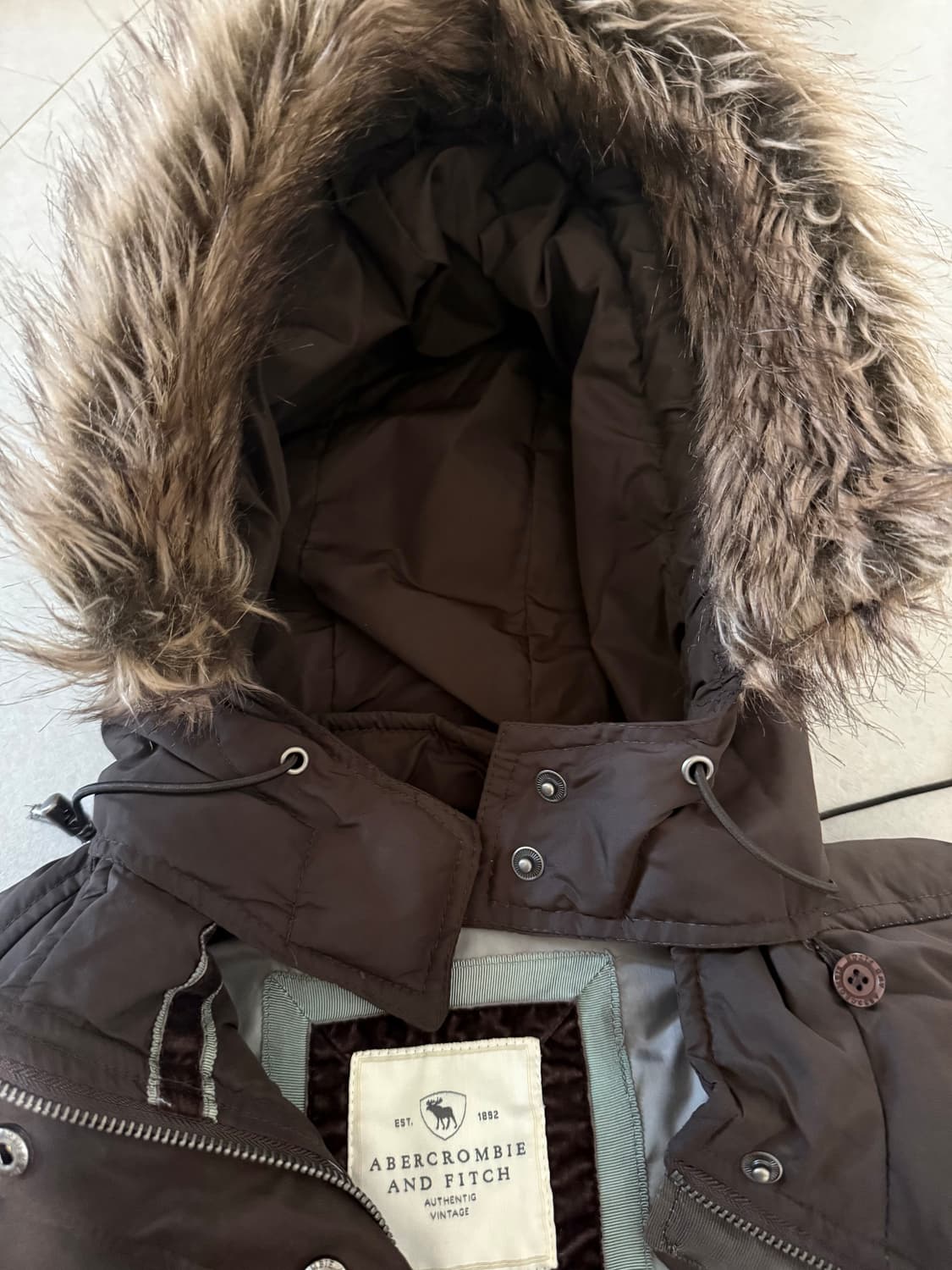 아베크롬비 퍼 패딩 조끼 브라운 모자 퍼 홀리스터 빈티지 브라운 상품이미지5
