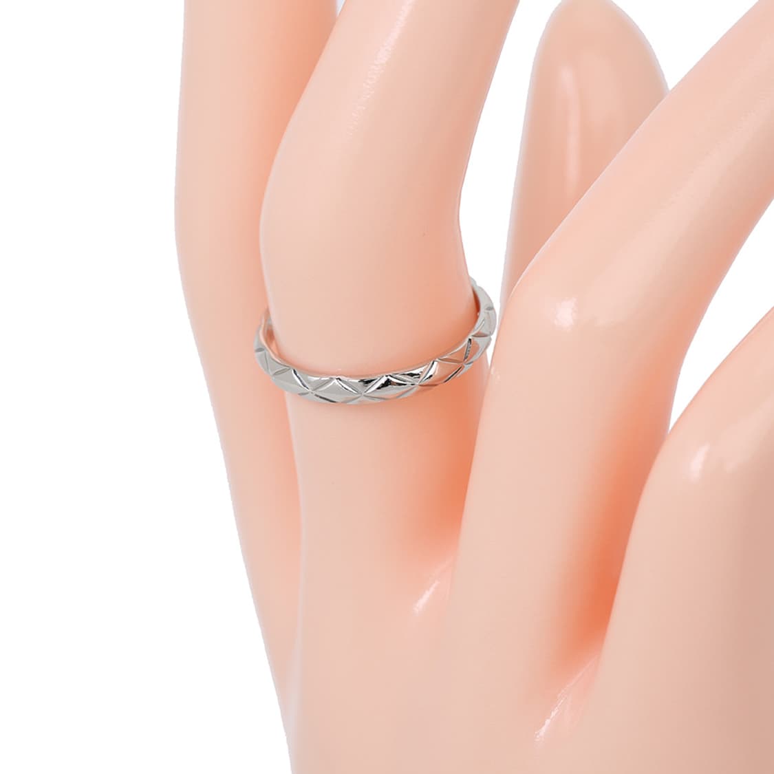 샤넬 마틀라세 코코크러쉬 반지 화이트골드 퀼팅 링 58호 상품이미지7