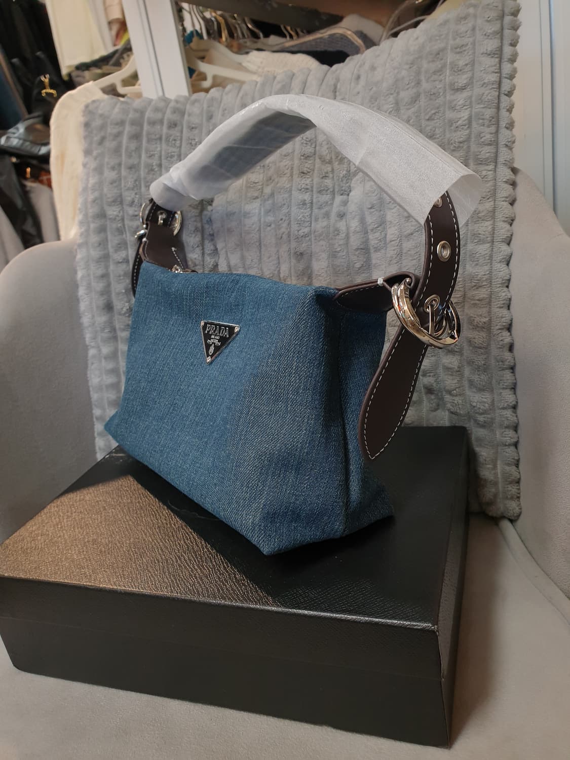 프라다 데님 숄더백 크로스백 상품이미지3