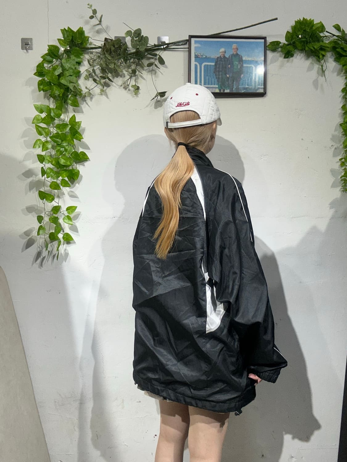 아디다스 블랙 화이트 로고 바람막이 자켓 M 상품이미지3