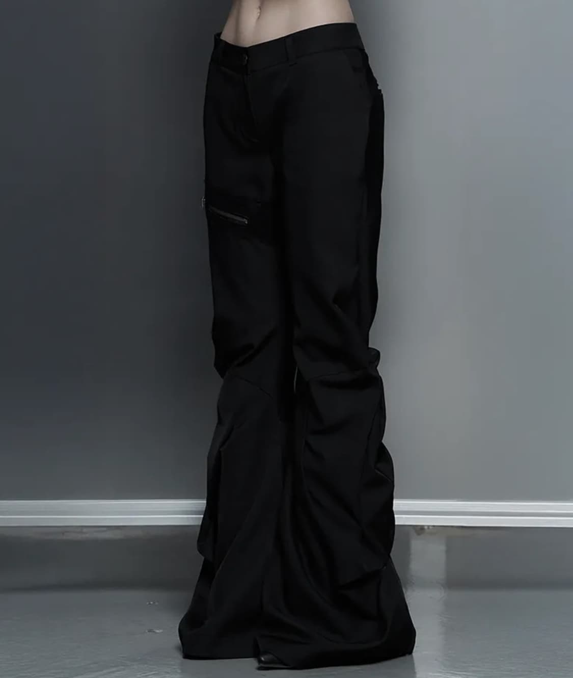 Side Double Lace-Up Bootcut Slacks (Blac 상품이미지2