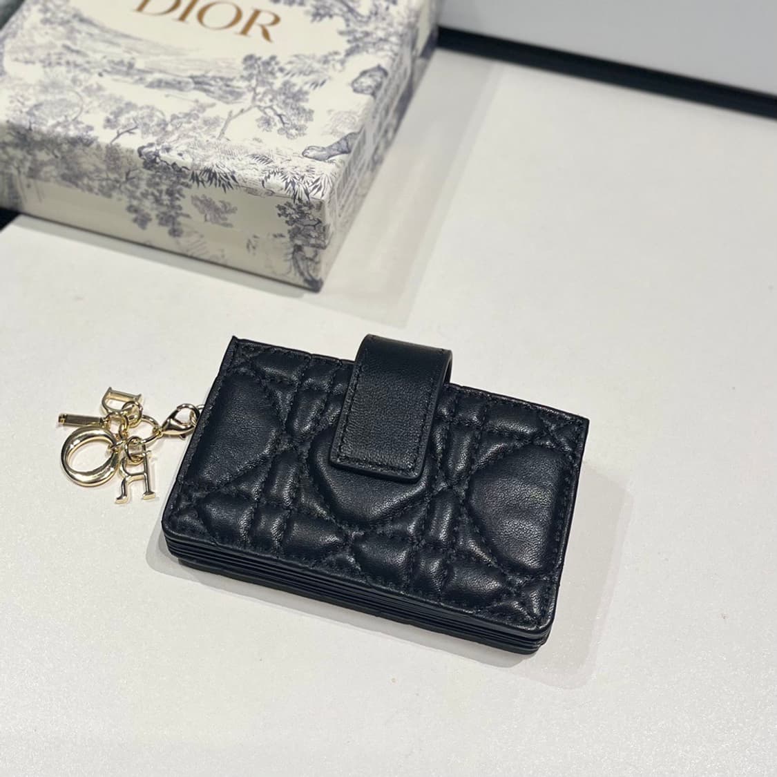 디올 레이디 5-포켓 카드 홀더 페이턴트 까나쥬 카프스킨 블랙 상품이미지2