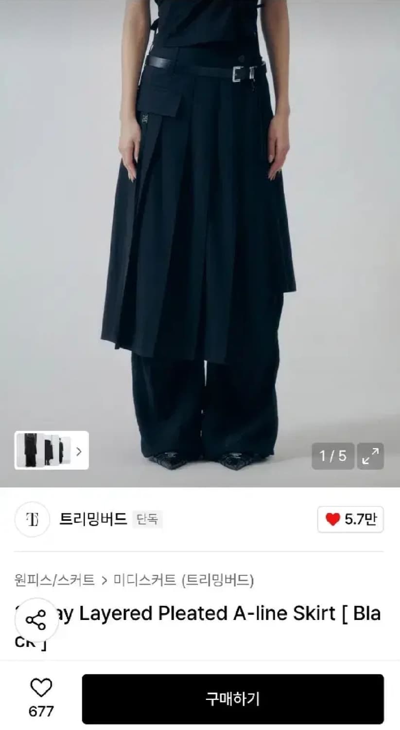 트리밍버드 투웨이 레이어드 플리츠 A라인 상품이미지1