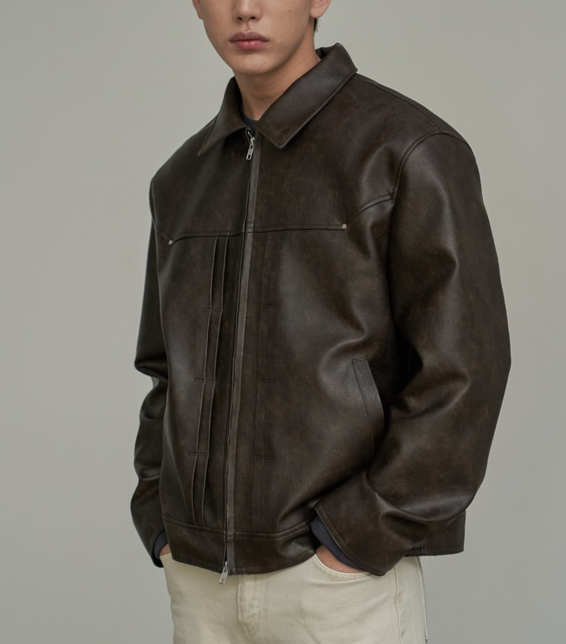 스페로네 더블 라인 트러커 크랙 자켓/브라운 상품이미지6