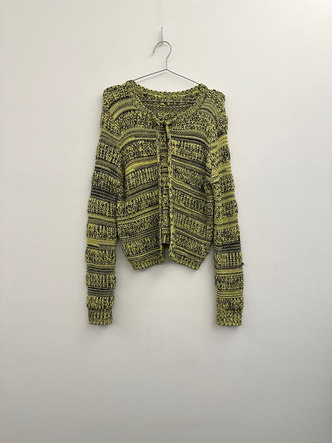 Bee cable open cardigan / neon yellow 상품이미지3