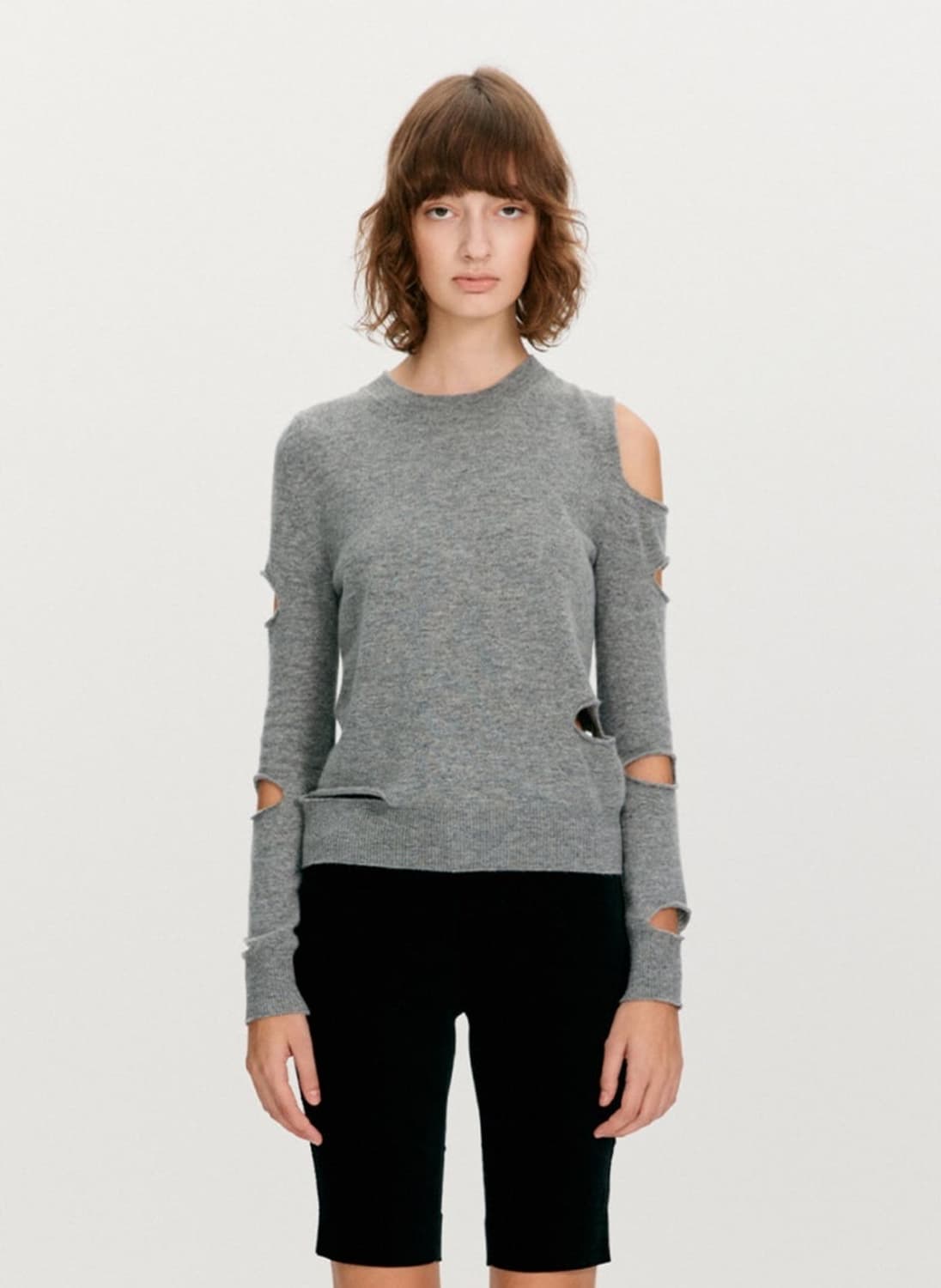 더오픈프로덕트 컷아웃 니트 그레이 상품이미지1