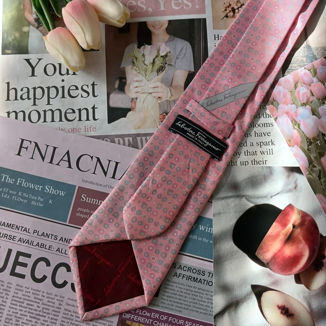 살바토레 페라가모 실크 핑크 넥타이 9cm A등급 A18847
 상품이미지3