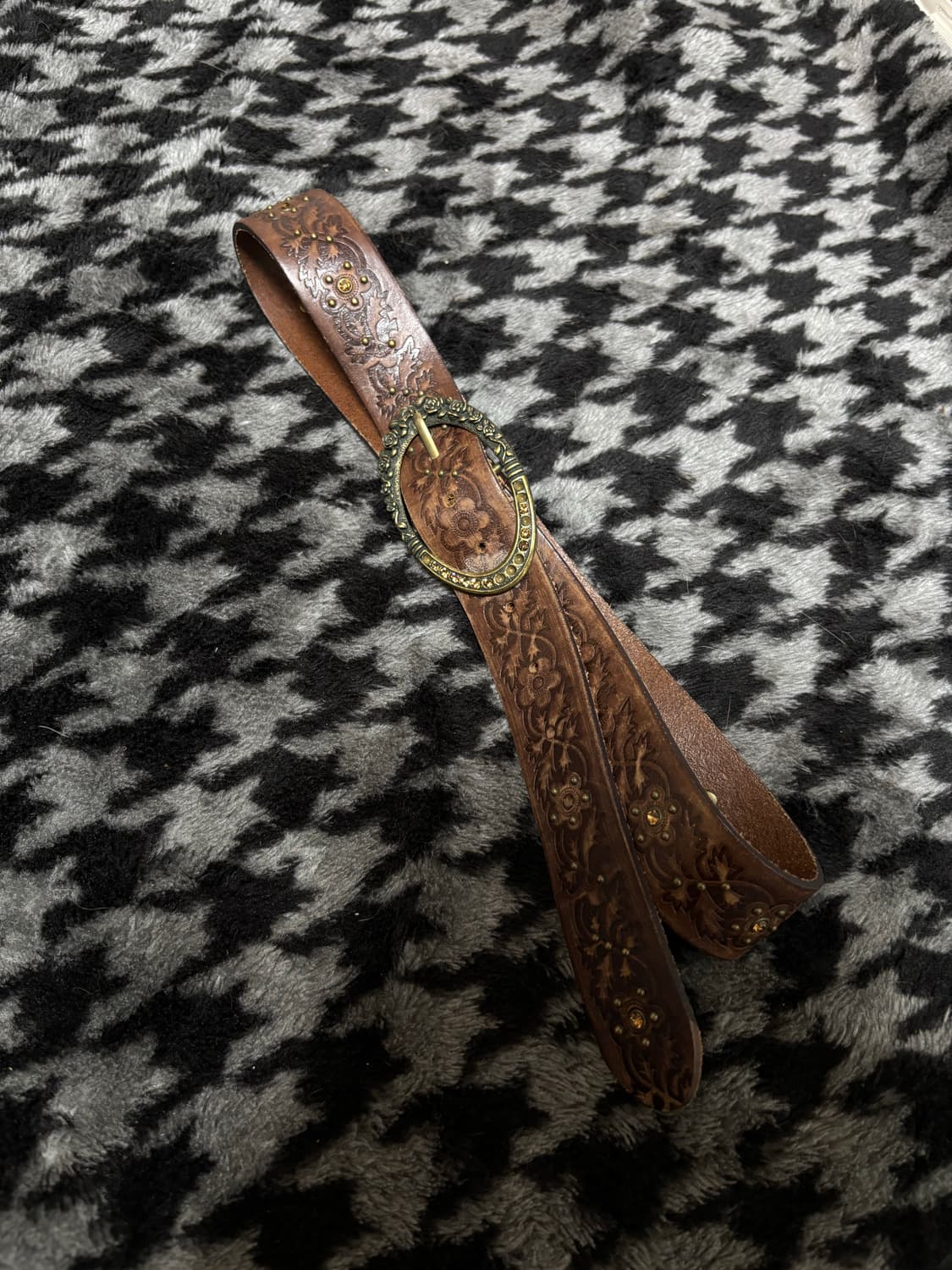 “Unknown” ethnic Cubic Detail Brown Belt 상품이미지2