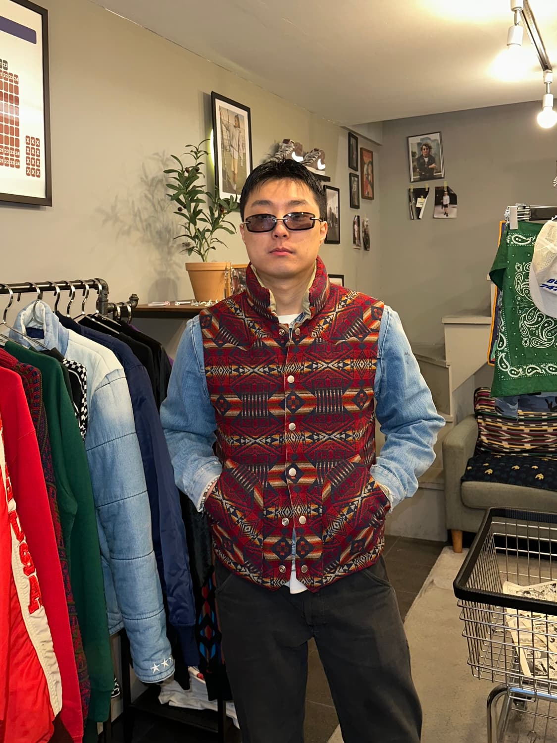 Pendleton aztec shell/wool padded Vest 상품이미지1