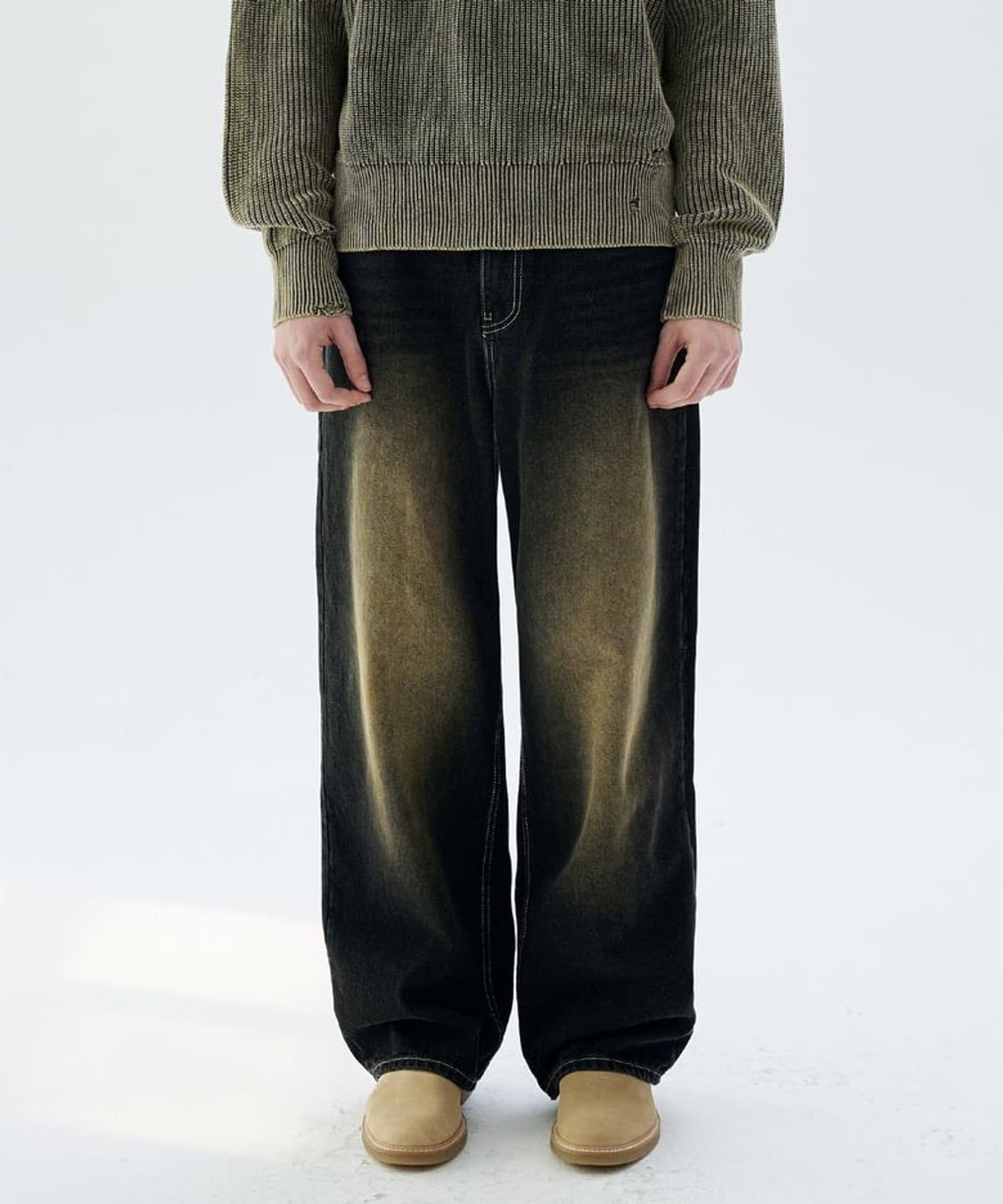 트릴리온 프린트 워싱 와이드 데님 팬츠 상품이미지1