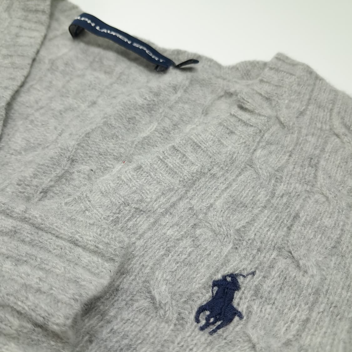 CL262 M 폴로 00s 울 브이넥케이블 멜란지그레이 니트 스웨터 상품이미지3