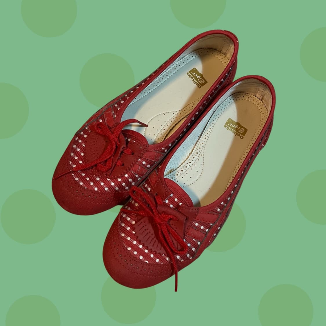 오니츠카 타이거 도트 레드 플랫슈즈 상품이미지1