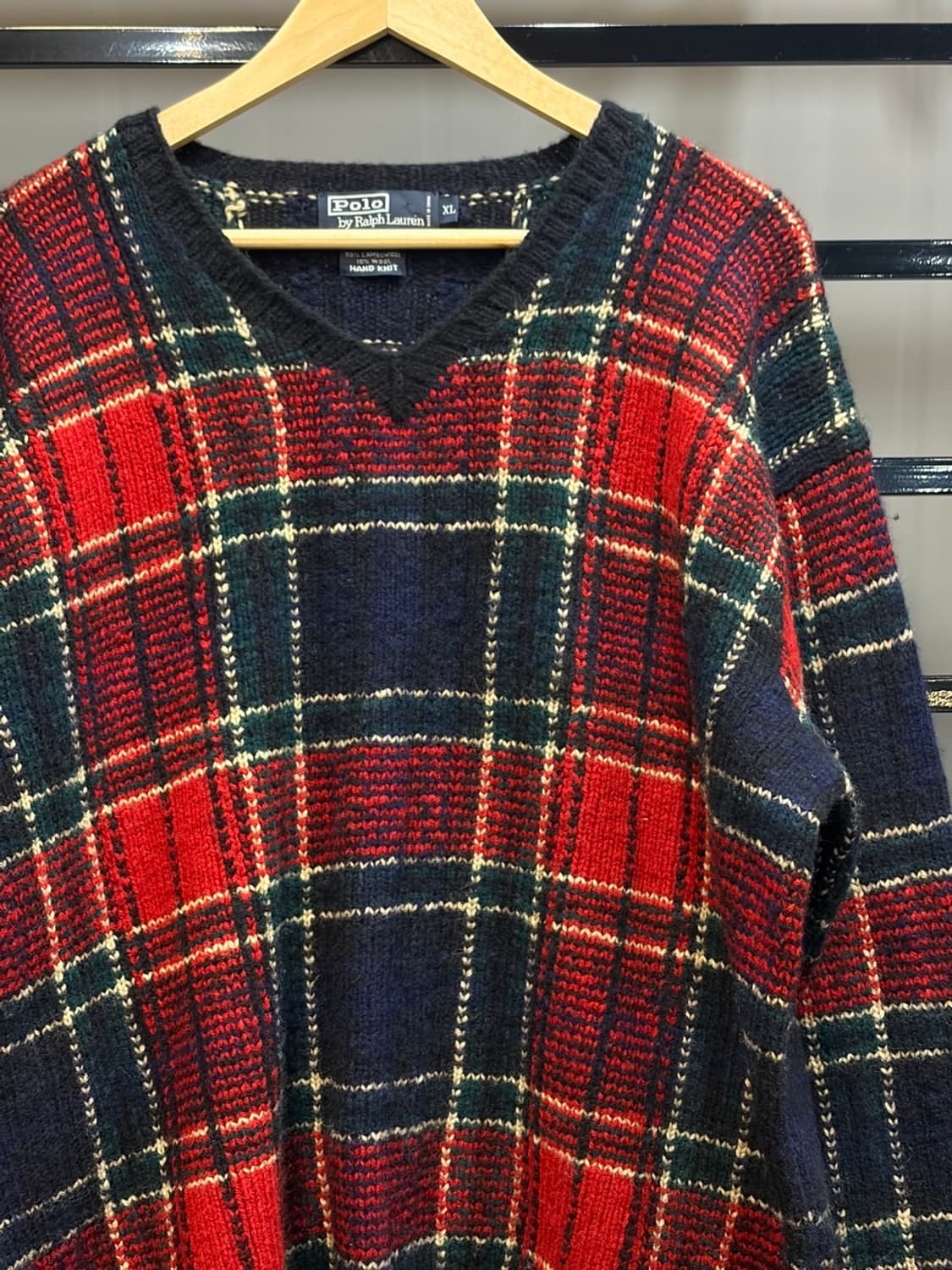 (XL) 폴로 핸드니트 메리노울 체크 니트 8.9 상품이미지3