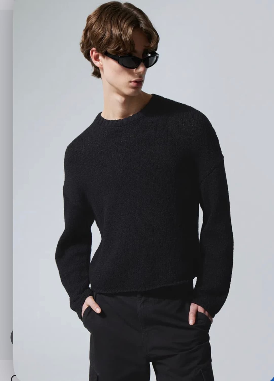 크롭 니트 스웨터 블랙 상품이미지1