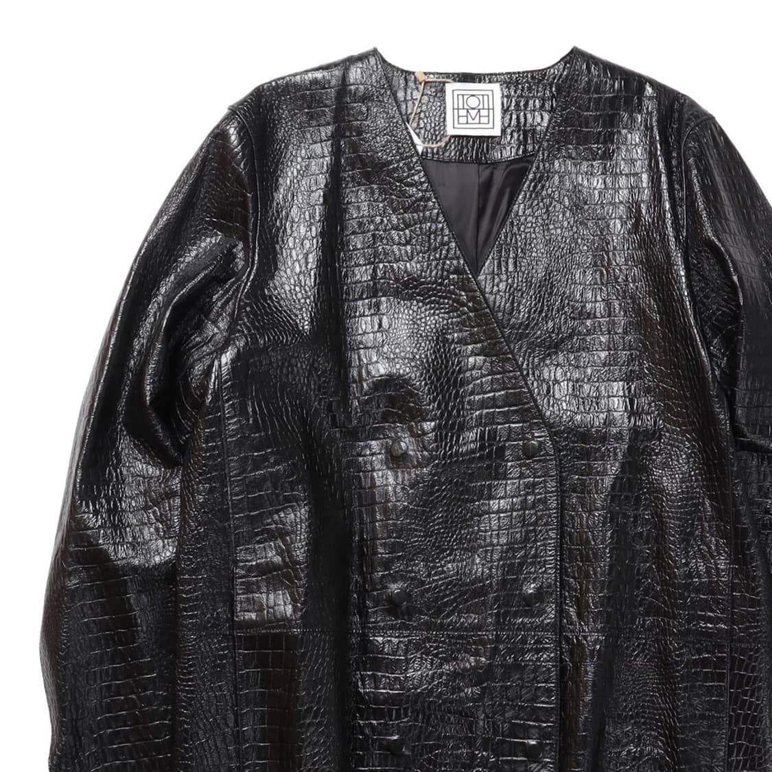 Toteme Black Croc Embossed Leather Jacke 상품이미지2