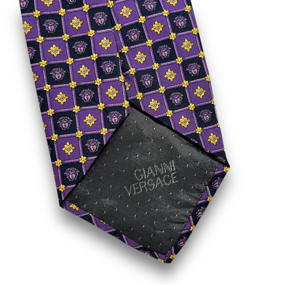 지아니 베르사체 90s 골드 메두사 고딕 퍼플 실크 넥타이 상품이미지8