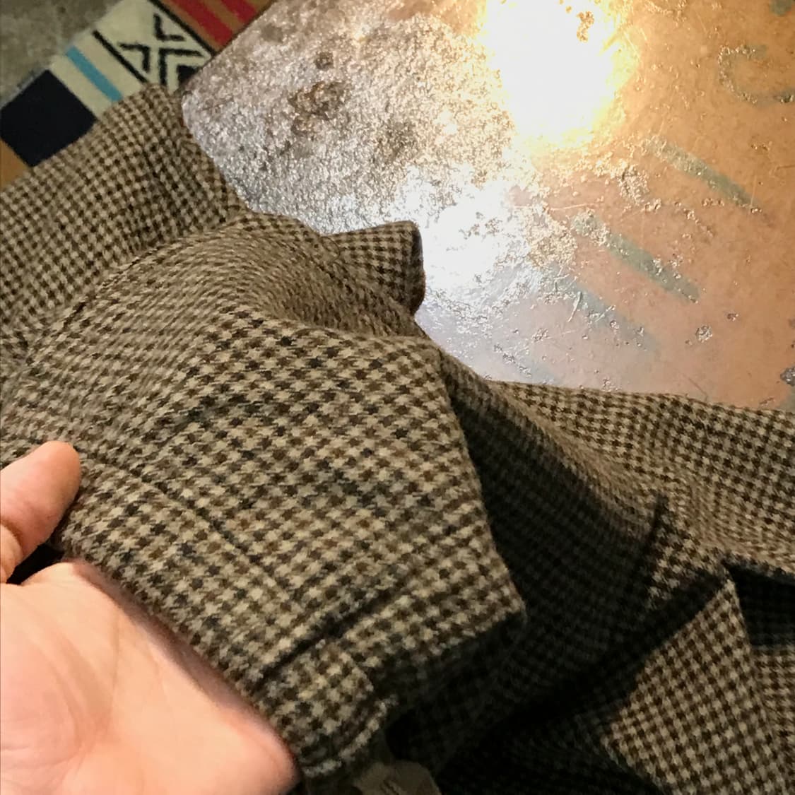 단톤 브라운 체크 울 밴딩 팬츠 허리 28 31 사이즈  상품이미지6