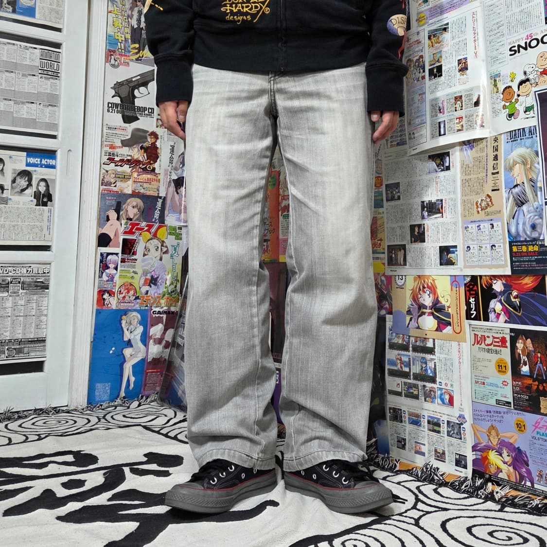 후부 그레이 워싱 백 포켓 데님 팬츠 상품이미지1