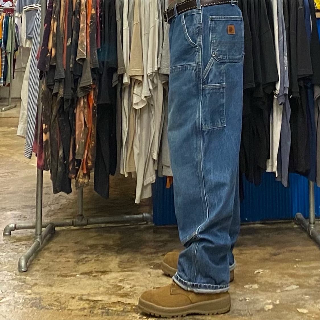레어 00s USA 칼하트 워크 더블니 데님팬츠 상품이미지5